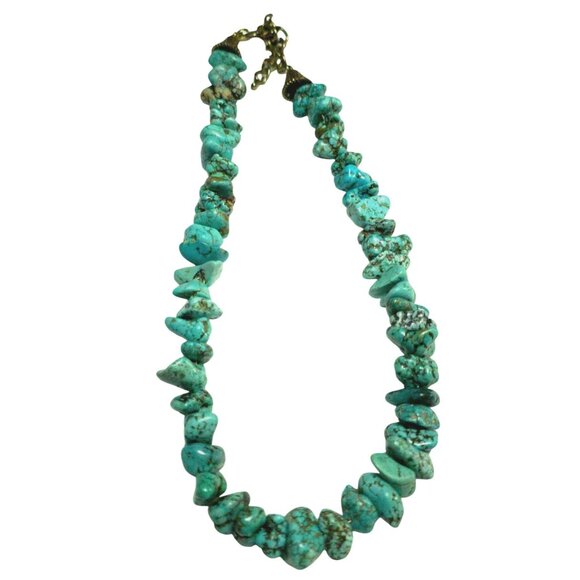 Genuine Natural Turquoise Nugget Necklace Handcrafted Southwest Style - Picture 7 of 8